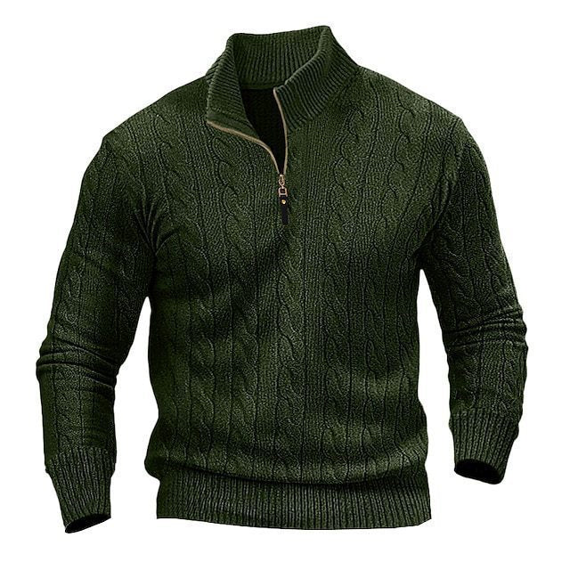 Herren eleganter Strickpullover mit Stehkragen und halbem Reißverschluss Echoarchiv