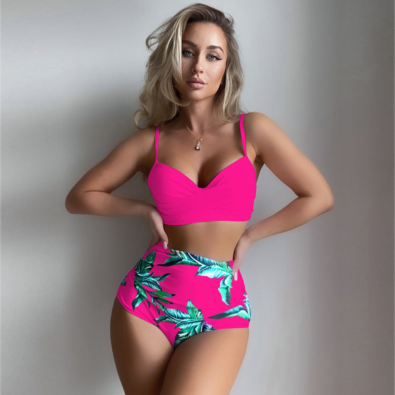 Damen Hoch taillierter Bikini mit kreativem Wickeldesign Echo Archiv