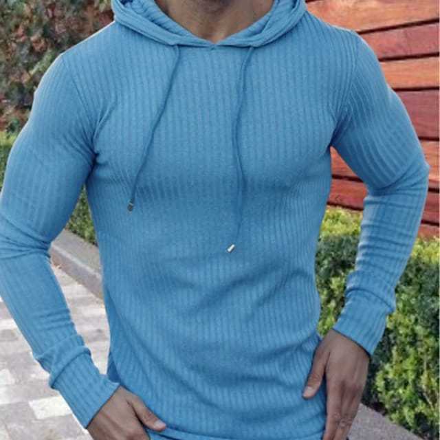 Herren Langarm Hoodie mit Rippstruktur und Kängurutasche Echoarchiv