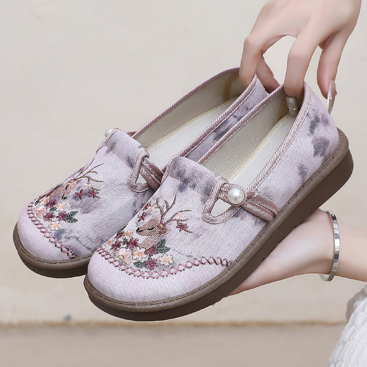 Damen nan bestickte Slipper mit Perlendetail, atmungsaktivem Textiloberteil und stoßdämpfender Komfortsohle Echo Archiv