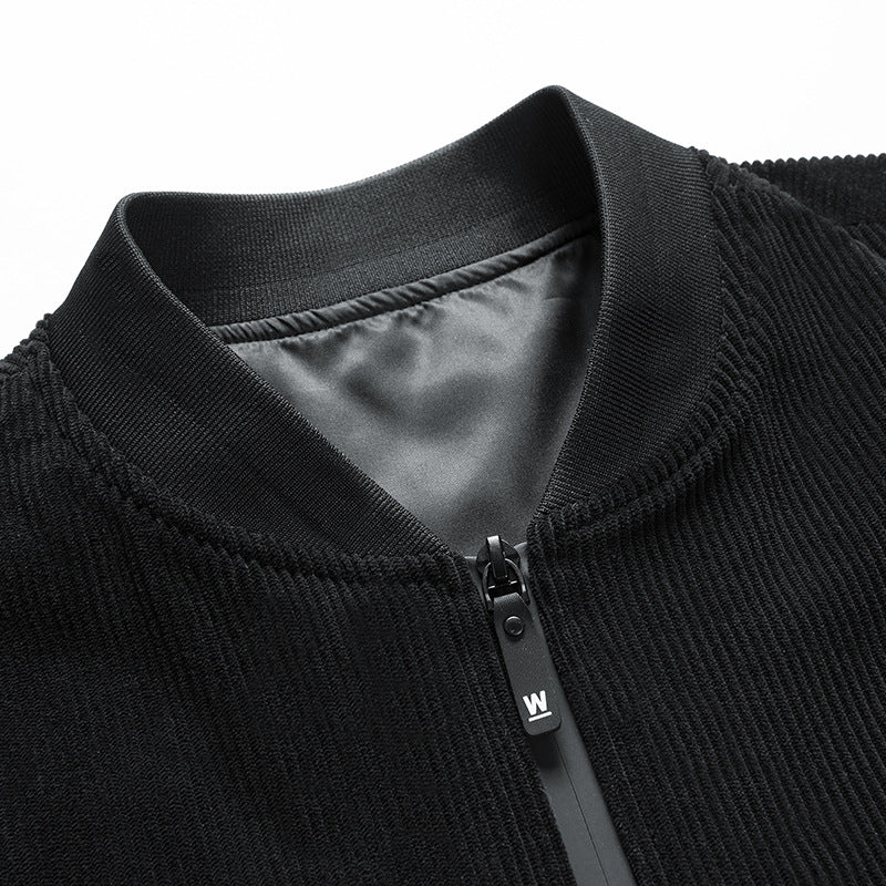 Herren Bomberjacke mit gestreiftem Cord und modischem Aufdruck Echoarchiv
