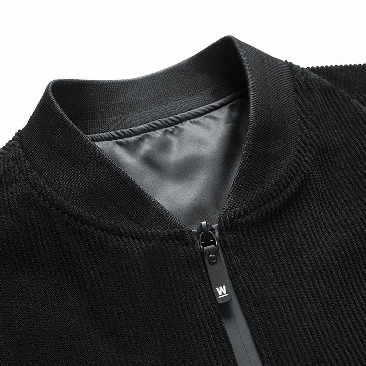 Herren Bomberjacke mit gestreiftem Cord und modischem Aufdruck Echoarchiv