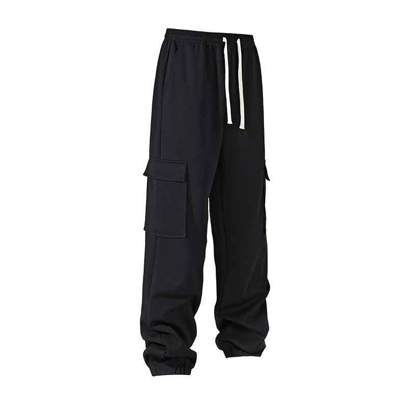 Herren lockere Cargo-Jogginghosen mit elastischem Bund, Kordelzug und aufgesetzten Klappentaschen – Bravaro