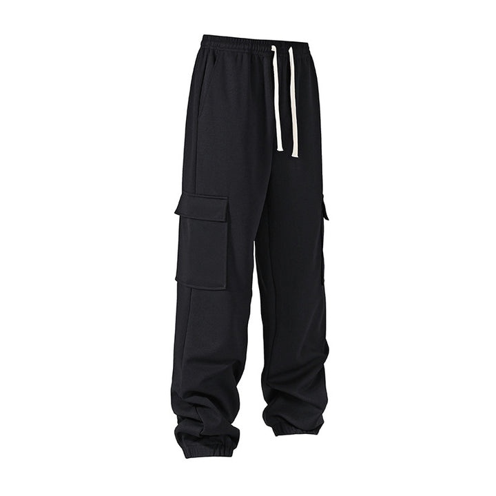 Herren lockere Cargo-Jogginghosen mit elastischem Bund, Kordelzug und aufgesetzten Klappentaschen – Bravaro