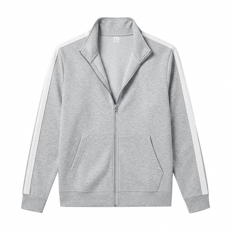 Herren Retro Trackjacke mit Stehkragen, Kontraststreifen und Kängurutasche – Cavarno