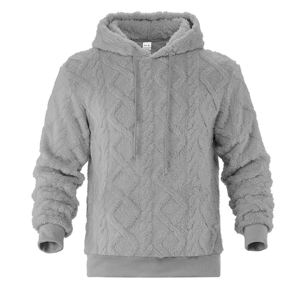 Herren Teddy-Fleece-Hoodie mit diamantstruktur, gefütterter Kapuze und weichen Rippbündchen Echoarchiv