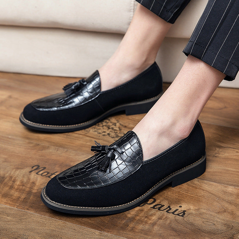 Herren eleganter Quasten-Loafer mit kroko-geprägtem Lederblatt und weichem Veloursaußenmaterial Echo Archiv