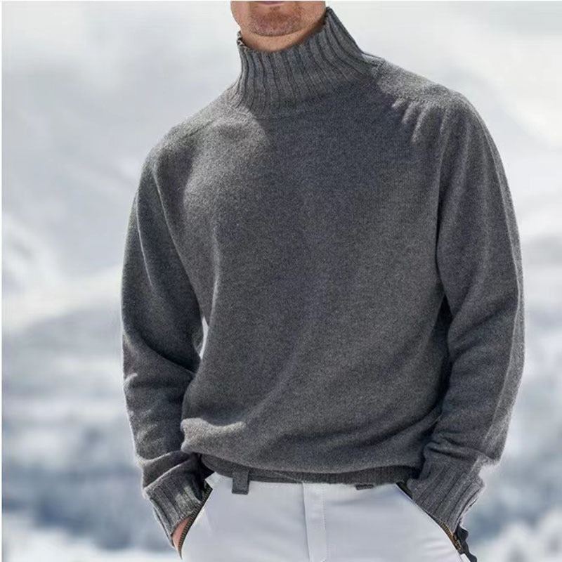 Herren Rollkragenpullover aus hochwertiger Wolle mit strukturierten Details Echoarchiv