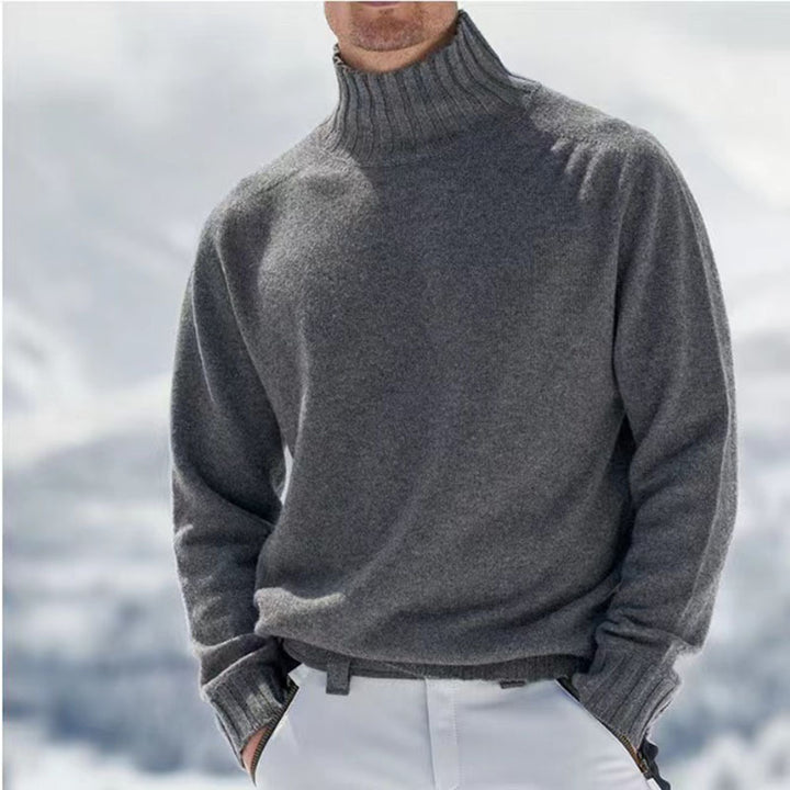 Herren Rollkragenpullover aus hochwertiger Wolle mit strukturierten Details Echoarchiv