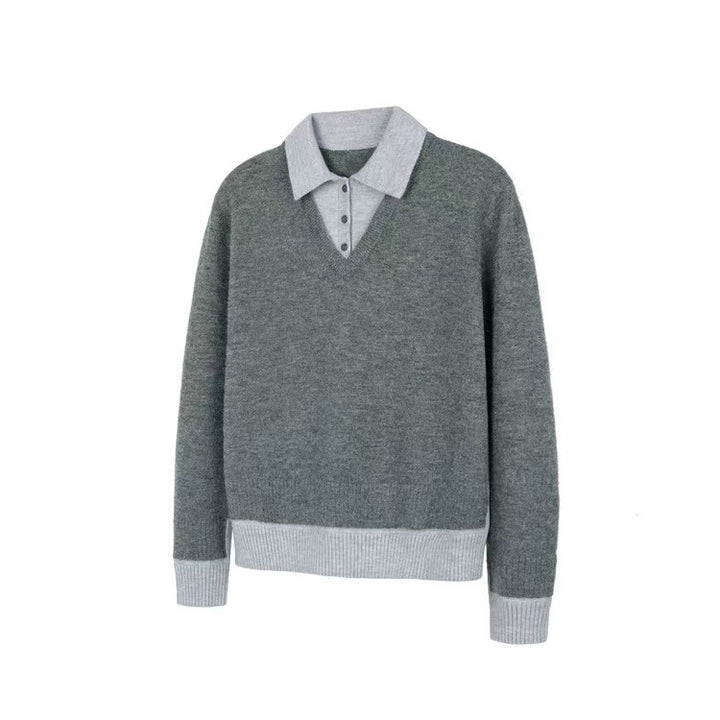 Herren Eleganter Grobstrickpullover mit kontrastierendem Kragen Echoarchiv