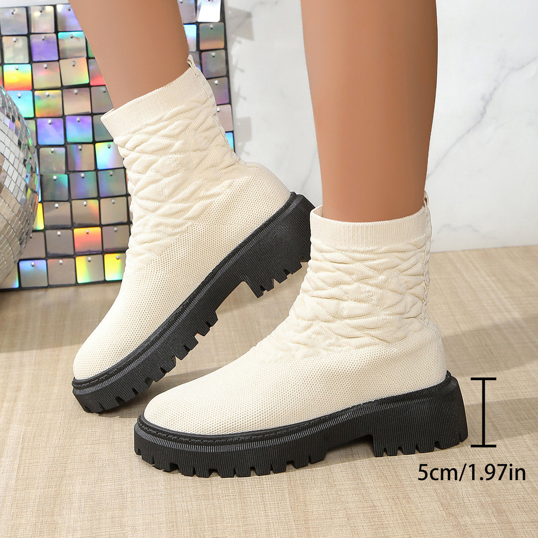 Damen Strick‑Sock‑Boots mit elastischem Schaft und grober Lug‑Sohle Echo Archiv
