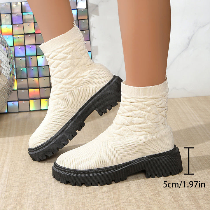 Damen Strick‑Sock‑Boots mit elastischem Schaft und grober Lug‑Sohle Echo Archiv