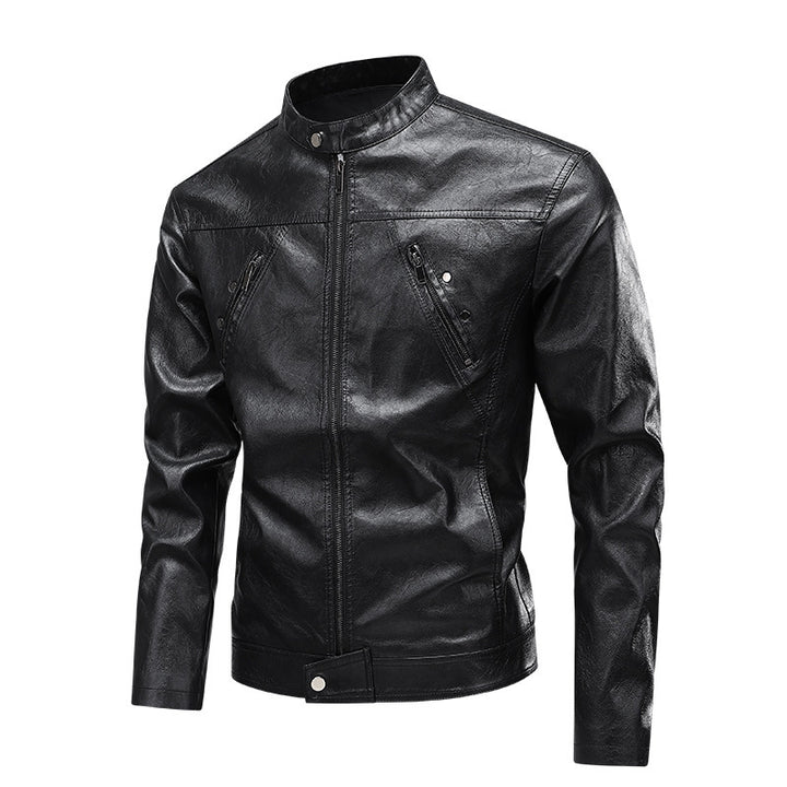 Herren modische Kunstlederjacke mit innovativen Reißverschlusstaschen Echoarchiv