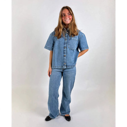 Damen Denim-Hemdjacke im lässigen Oversized-Schnitt Echo Archiv