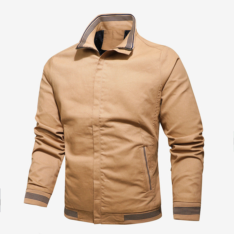 Herren Übergangsjacke aus Baumwoll-Twill mit Stehkragen und Rippbündchen Echoarchiv