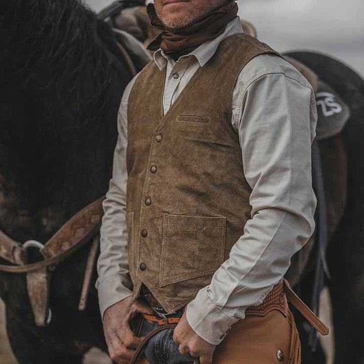 Herren Wildlederweste mit praktischen Taschen und klassischem Schnitt Echoarchiv
