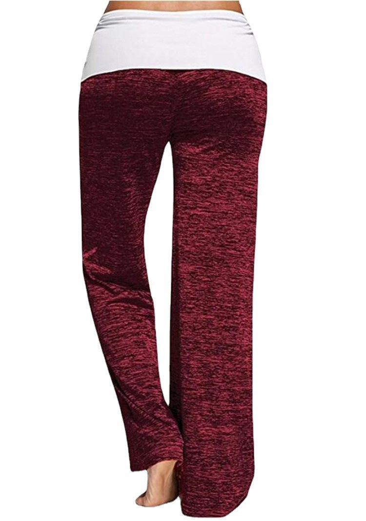 Damen Weiche Palazzo-Loungehose mit Umschlagbund, Kordelzug und weitem Bein – Avélisse