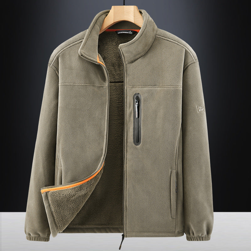 Herren Microfleece-Outdoorjacke mit wasserdichter Brusttasche, Stehkragen und Teddyfleece-Innenfutter Echo Archiv