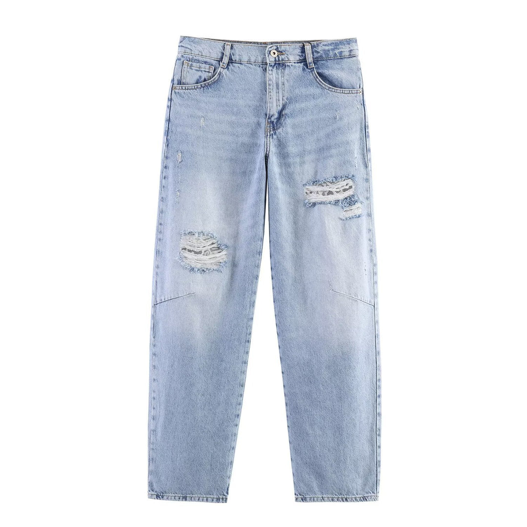 Damen Jeans-Set mit Cropped-Jeansjacke und lässiger High-Waist-Jeans Echoarchiv