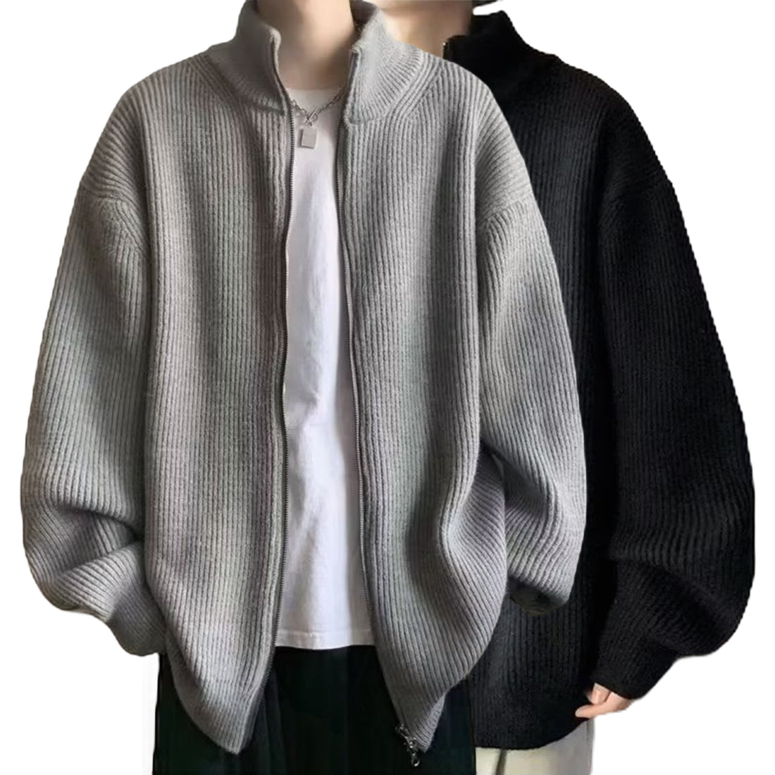 Herren Übergroße Strickjacke mit Stehkragen Echo Archiv