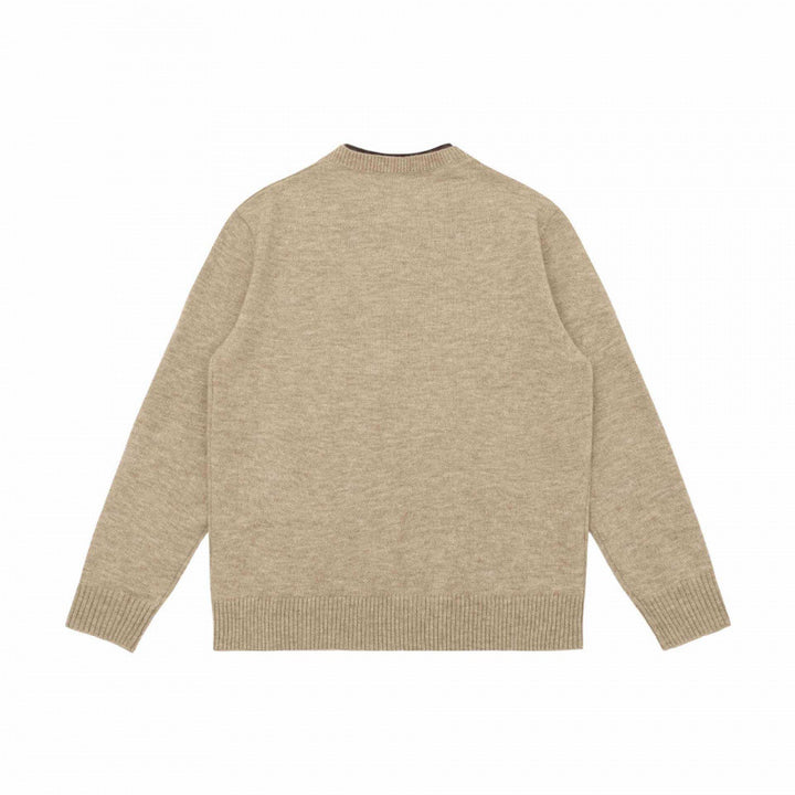 Unisex Mélange-Strickpullover mit Halbhals-V-Schlitz und kontrastiertem Innenbund Echo Archiv