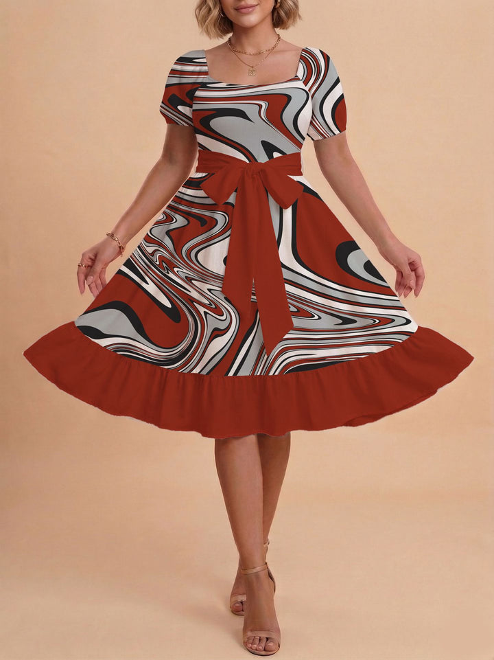 Damen Verspieltes Maxikleid mit Bärenmuster und taillierbarem Band Echo Archiv