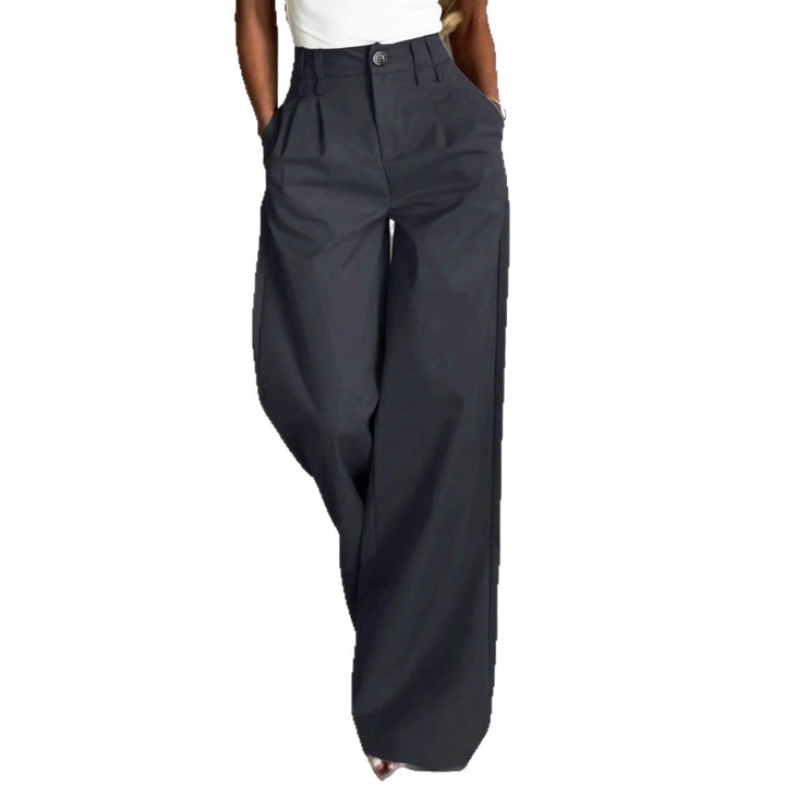 Damen Hochtaillierte Bundfalten-Hose mit weitem Palazzo-Bein – Avérine