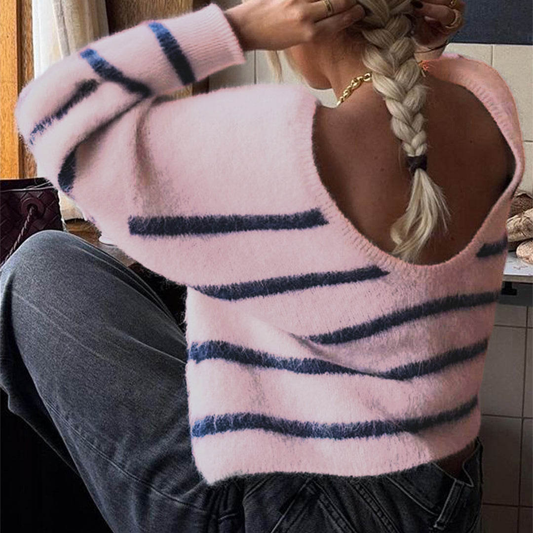 Damen nan oversized Mohair-Strickpullover mit weitem Carmen-Boat-Ausschnitt und flauschiger Struktur Echo Archiv