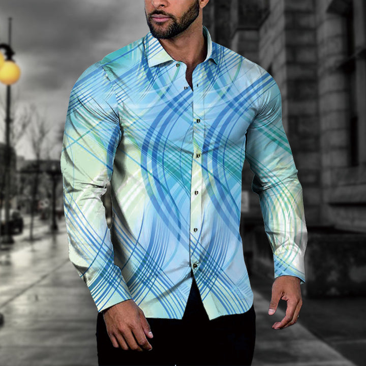 Herren Langarmhemd mit modernem Boucle-Muster und stilvollem Schnitt Echoarchiv