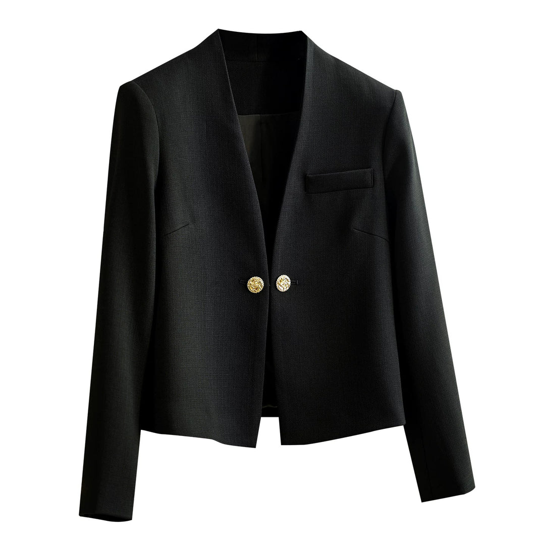 Damen Stilvoller Kurzblazer mit glamourösen Knöpfen Echoarchiv