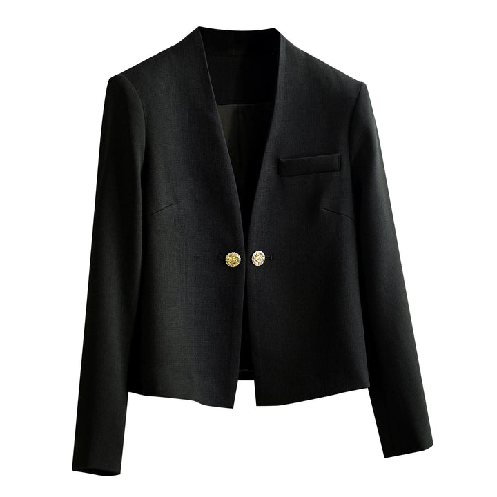 Damen Stilvoller Kurzblazer mit glamourösen Knöpfen Echoarchiv