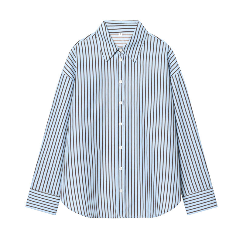 Damen Oversize-Hemd mit vertikalem Streifenmuster und Kentkragen Echo Archiv