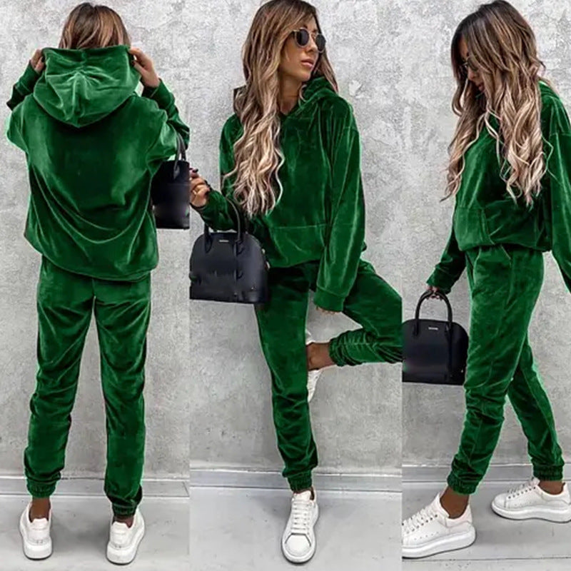 Damen kuscheliges Fleece-Set mit oversized Hoodie und bequemen Jogginghosen Echoarchiv