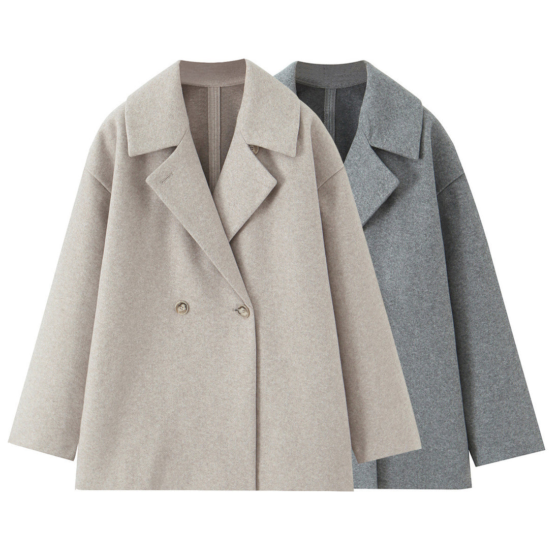 Damen Kurzgeschnittener Oversize Wollmix-Mantel mit weiter Schalkragen Echoarchiv