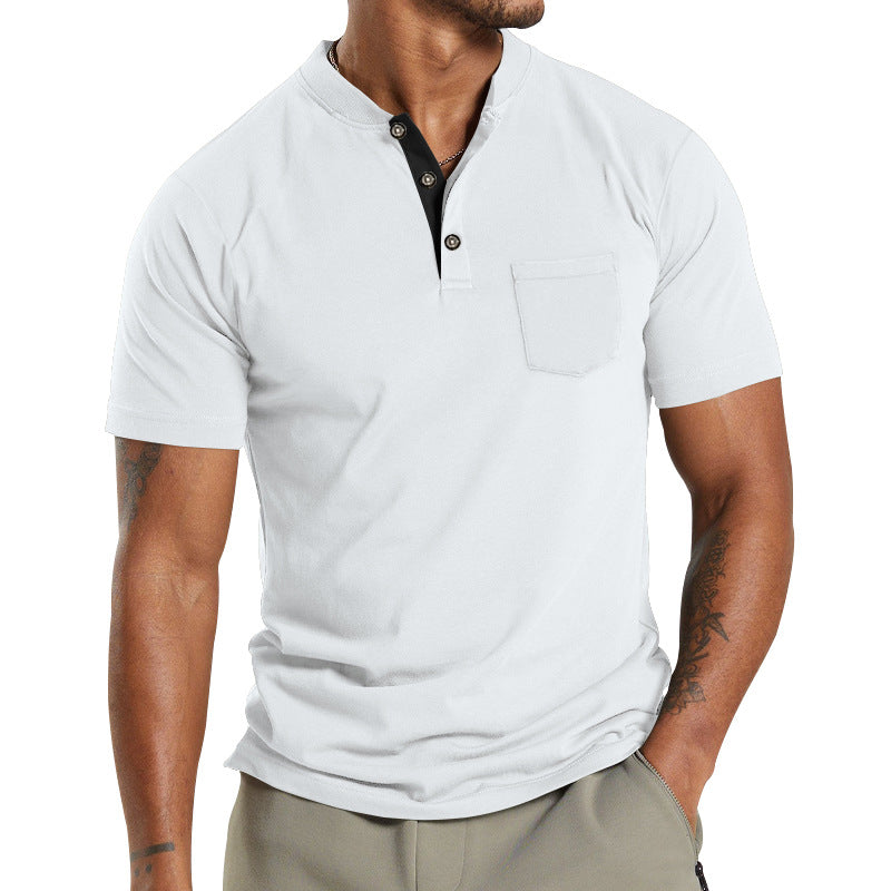 Herren Kurzarm-Henley-T-Shirt mit praktischer Brusttasche und modernem Kragen Echoarchiv