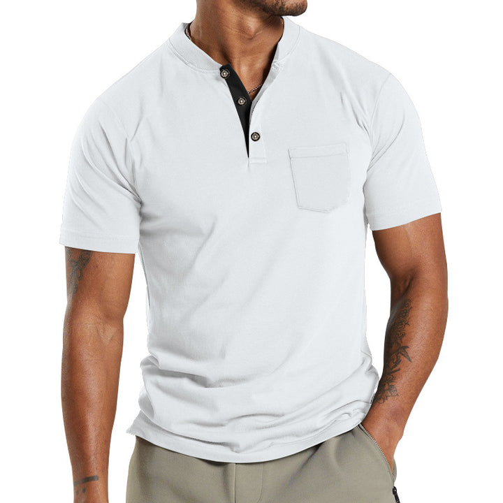 Herren Kurzarm-Henley-T-Shirt mit praktischer Brusttasche und modernem Kragen Echoarchiv