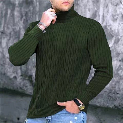 Herren Strickpullover mit modernem Rippmuster und hohem Kragen Echoarchiv