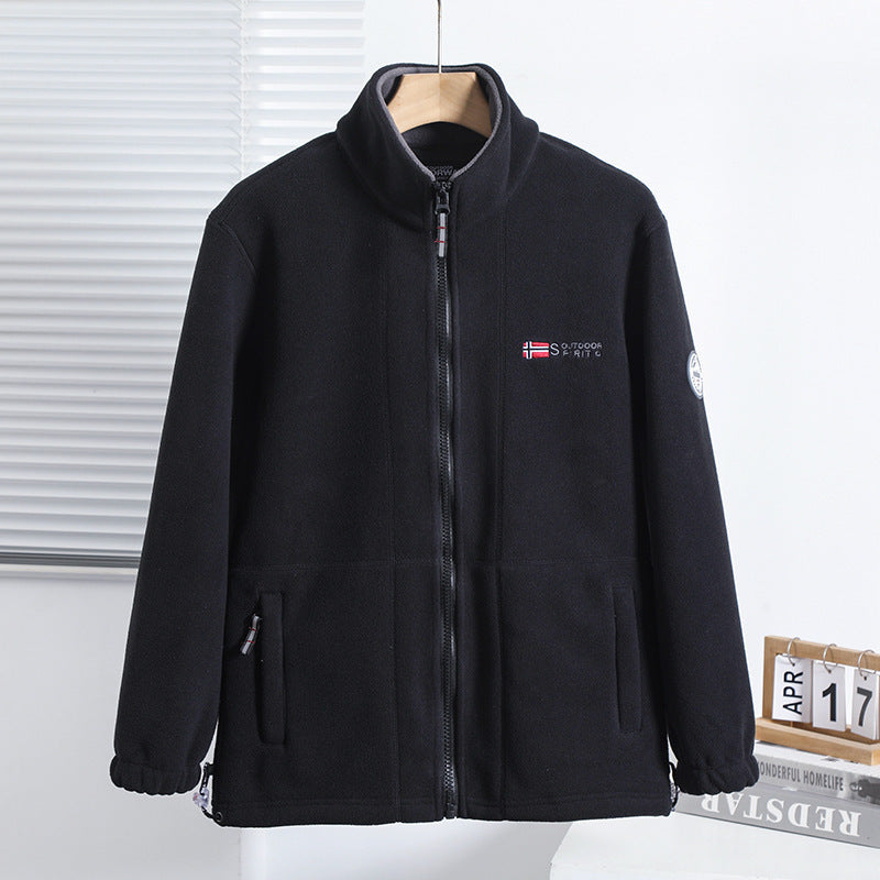 Herren nan Fleecejacke mit Stehkragen, durchgehendem Reißverschluss, zwei Eingrifftaschen und elastischen Bündchen Echo Archiv