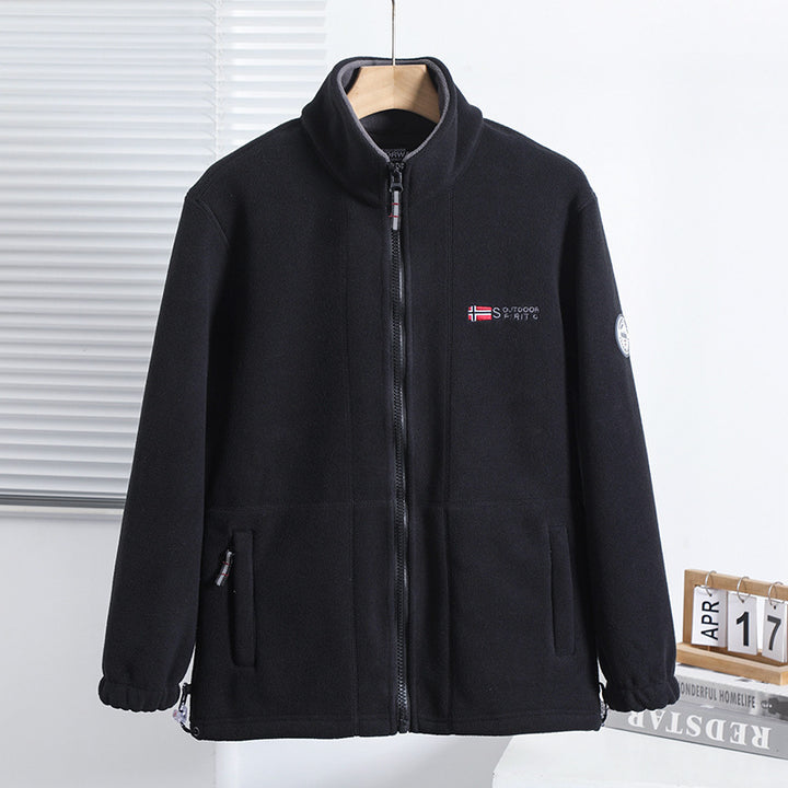 Herren nan Fleecejacke mit Stehkragen, durchgehendem Reißverschluss, zwei Eingrifftaschen und elastischen Bündchen Echo Archiv