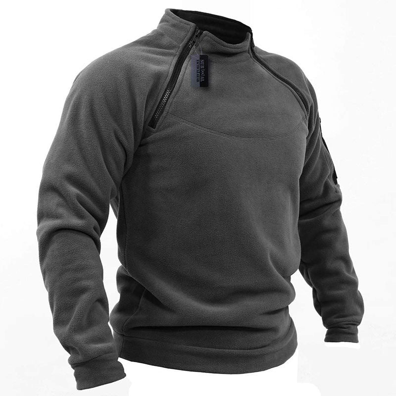 Herren Funktionsfleece-Pullover mit Schulterbelüftung, hohem Stehkragen und Armtasche – Marzano