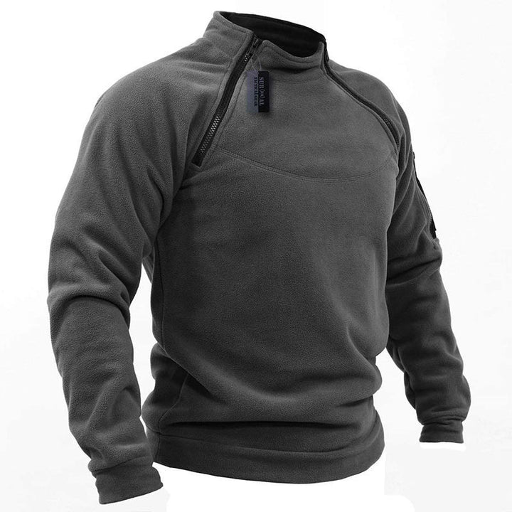 Herren Funktionsfleece-Pullover mit Schulterbelüftung, hohem Stehkragen und Armtasche – Marzano