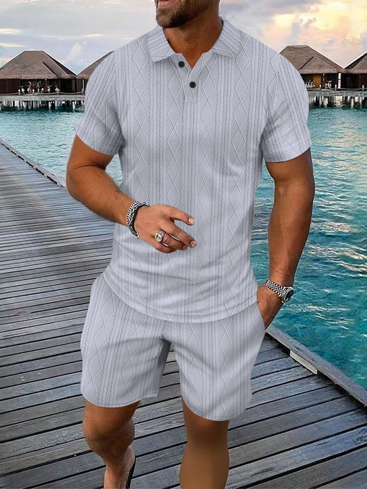 Herren Poloshirt mit strukturiertem Design und Kurzshorts Echoarchiv
