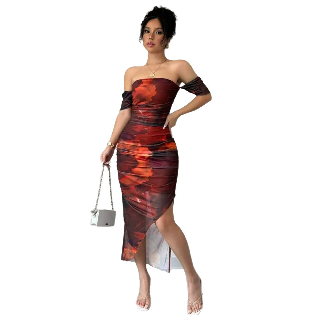 Damen elegantes Off-Shoulder Kleid mit raffinierten Rüschen Echo Archiv