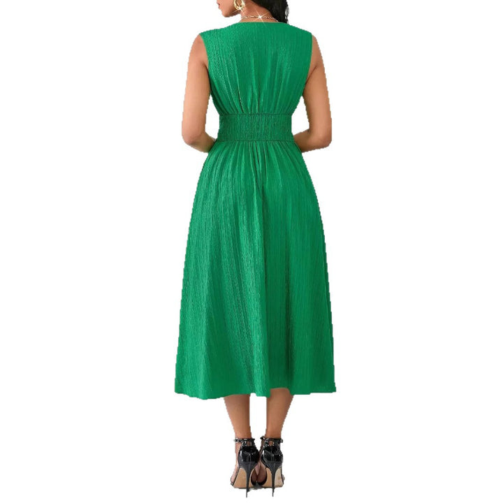Damen Elegantes Midikleid mit V-Ausschnitt und fließendem Rock Echo Archiv