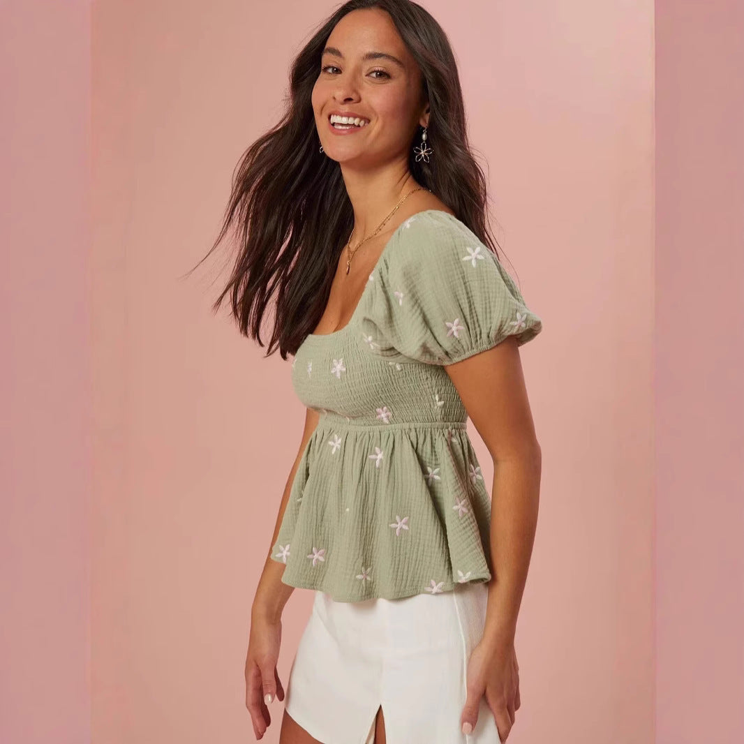Damen Puffärmel Blusenshirt mit elastischem Bund Echo Archiv