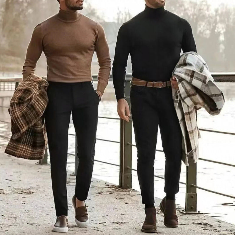 Herren Rollkragenpullover aus weichem Stretchmaterial Echoarchiv