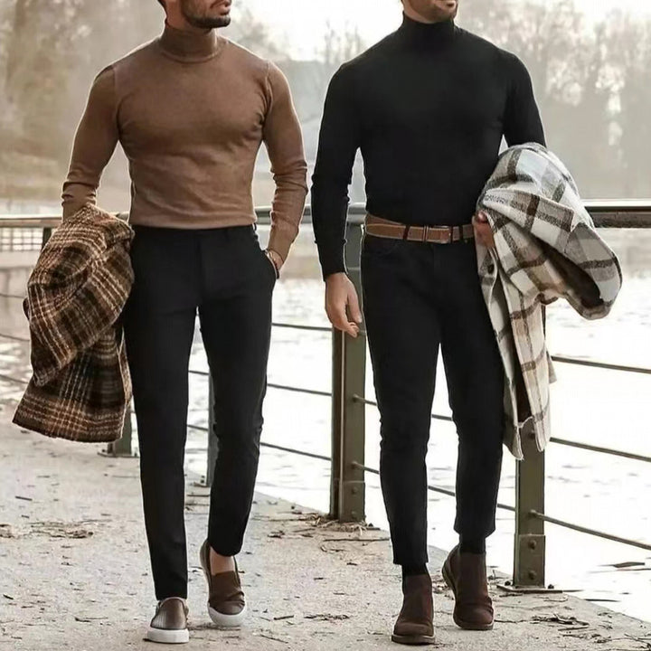 Herren Rollkragenpullover aus weichem Stretchmaterial Echoarchiv