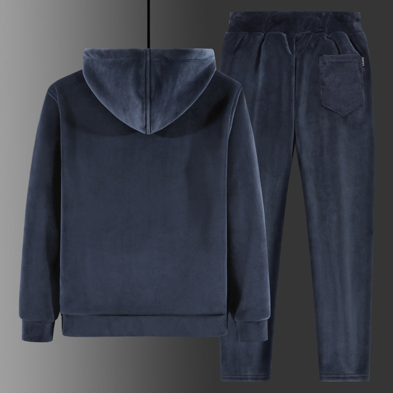 Herren Fleece-Freizeitanzug mit Kapuzenjacke und Thermo-Jogginghose – Cavarno