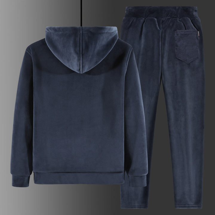 Herren Fleece-Freizeitanzug mit Kapuzenjacke und Thermo-Jogginghose – Cavarno