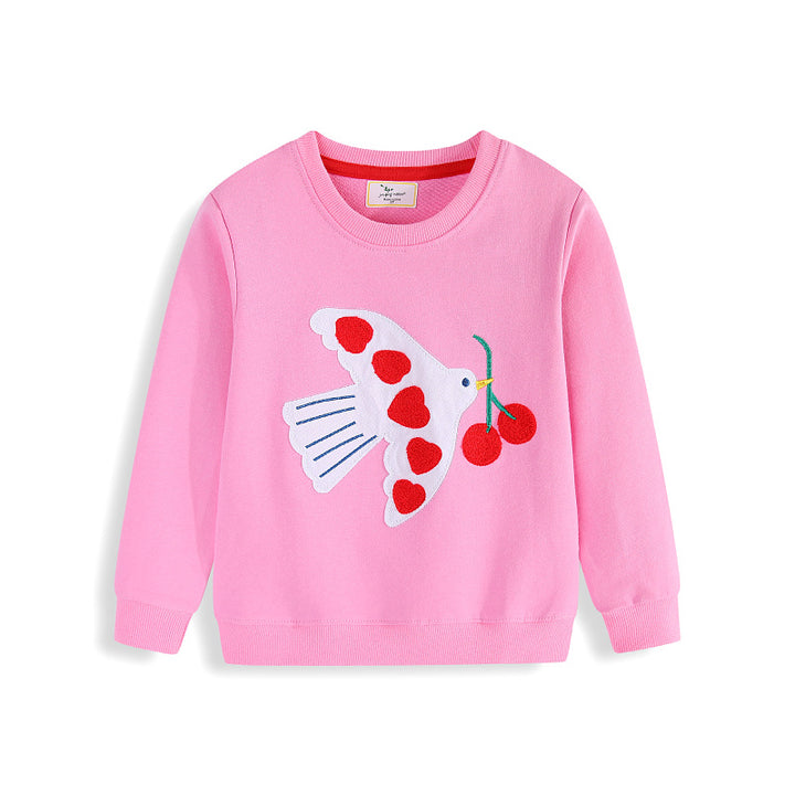 Mädchen Sweatshirt mit liebevollem Herz und Vogelmotiv Echo Archiv